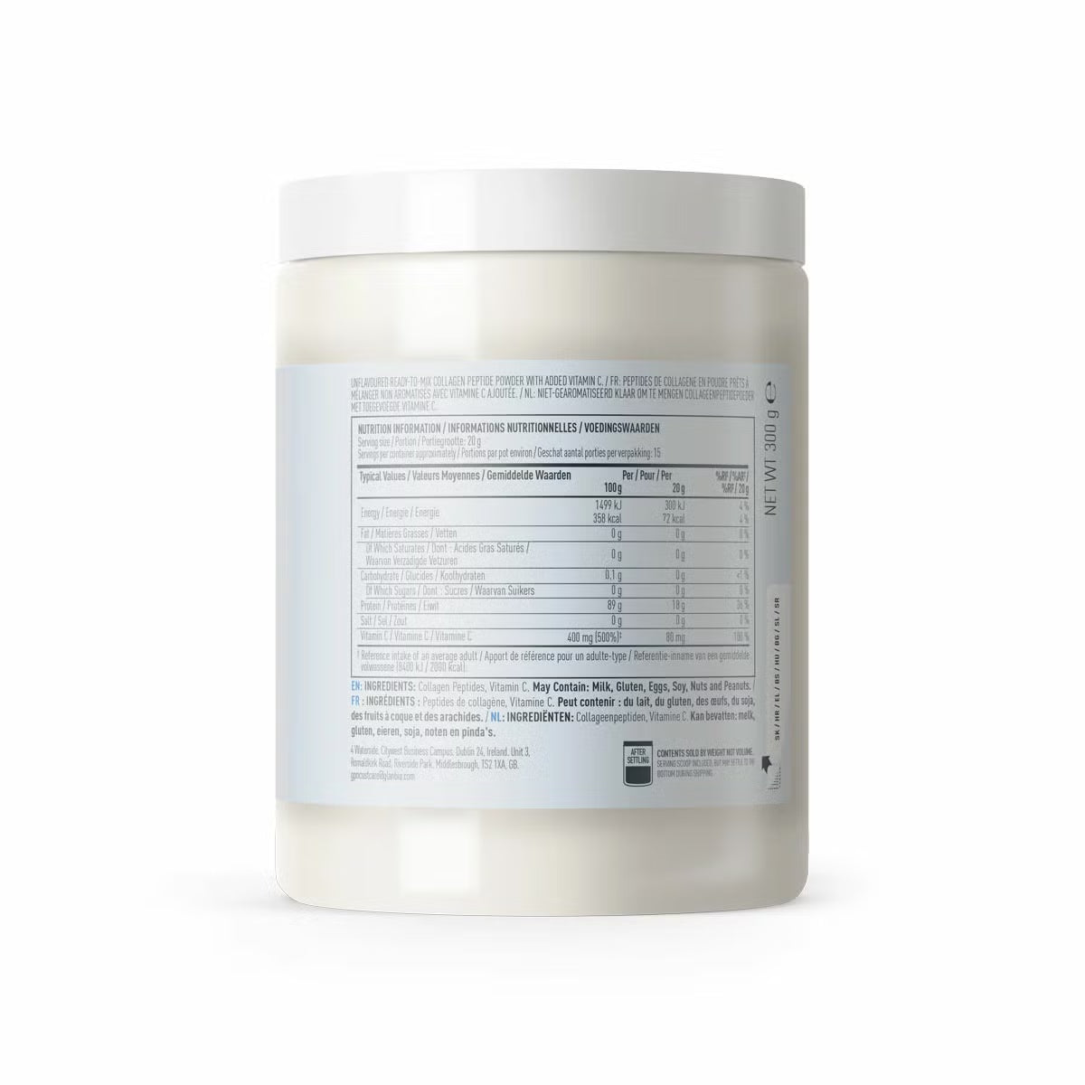 Isopure Unfavoured Collagen Powder, Type 1 Collagen with Vitamin C, 2 × 300g