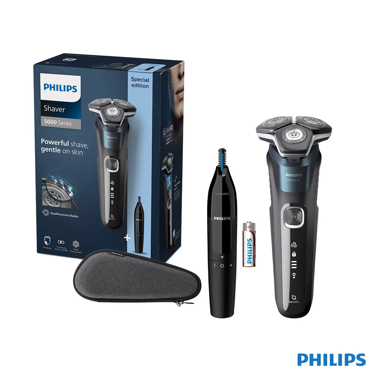 Philips Series 5000 Wet & Dry Electric Shaver S5889/11 with Nose Trimmer & Travel Case