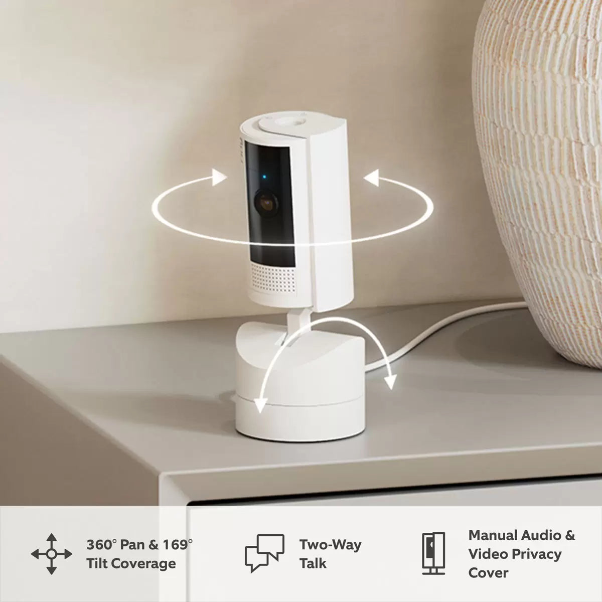 Ring Pan-Tilt Indoor Cam 2 Pack, White – 1080p HD, 360° Pan & 169° Tilt