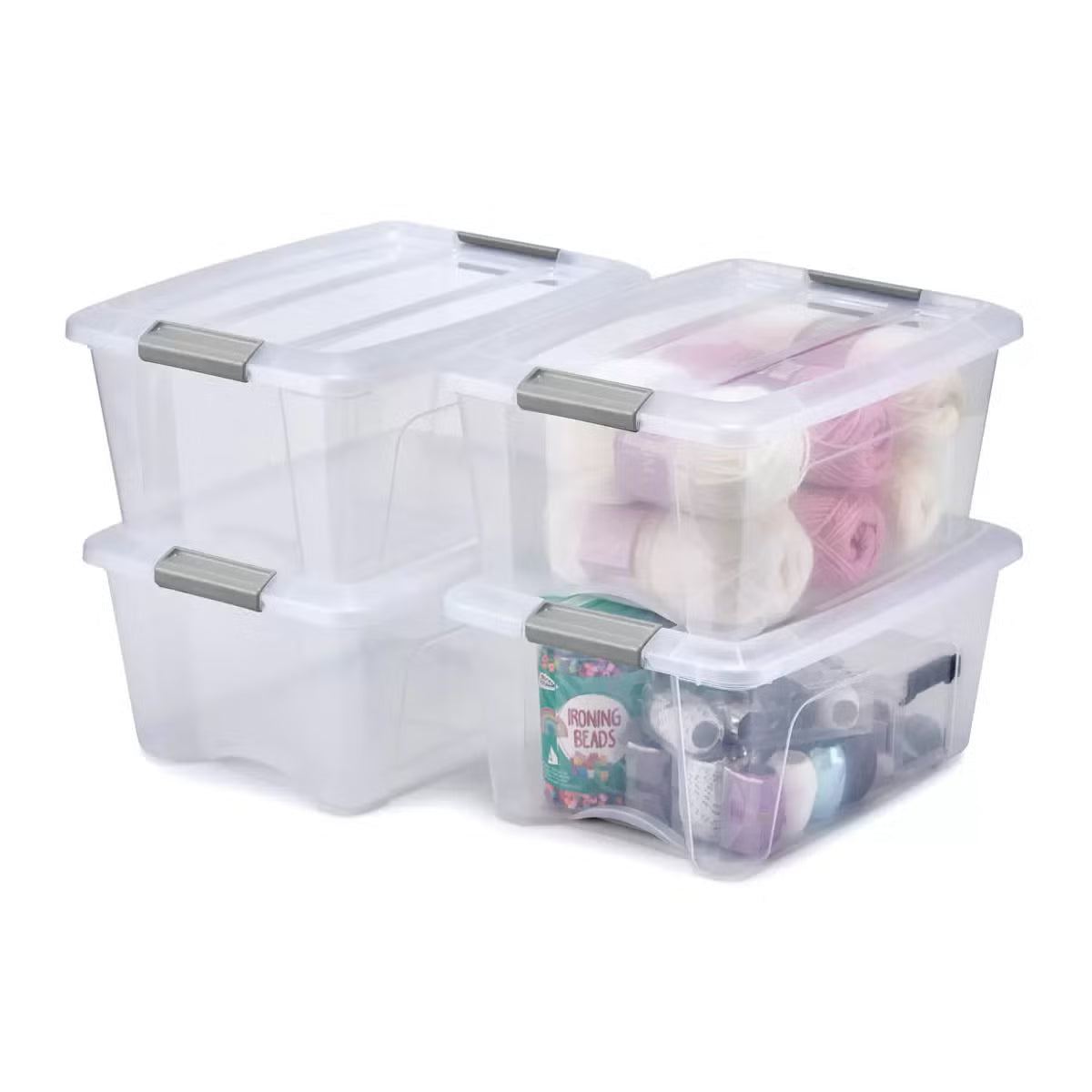 IRIS OHYAMA 15L Storage Box with Lid – 4 Pack