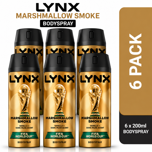 Lynx Marshmallow Smoke Body Spray, 6 x 200ml