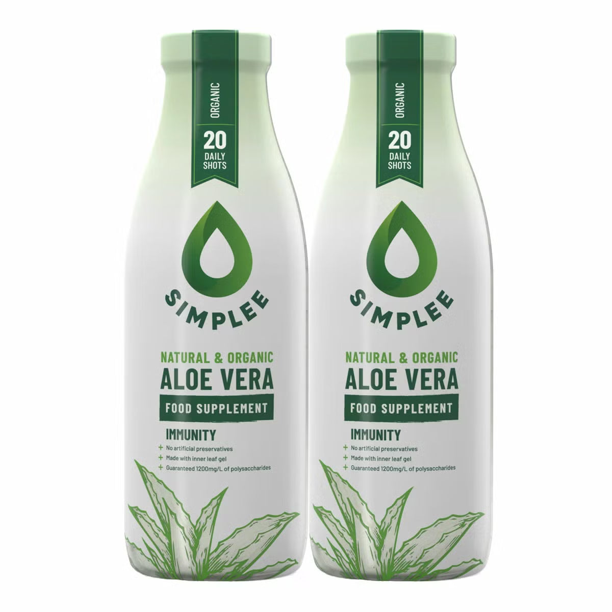 Simplee Aloe Organic Aloe Vera Supplement, 2 × 1L