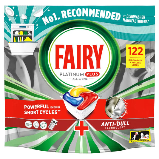 Fairy Platinum Plus Lemon Dishwasher Capsules, 122 Pack
