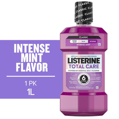 Listerine Total Care Mouthwash Clean Mint 500ml Pack of 3 - 10 in 1 Benefits