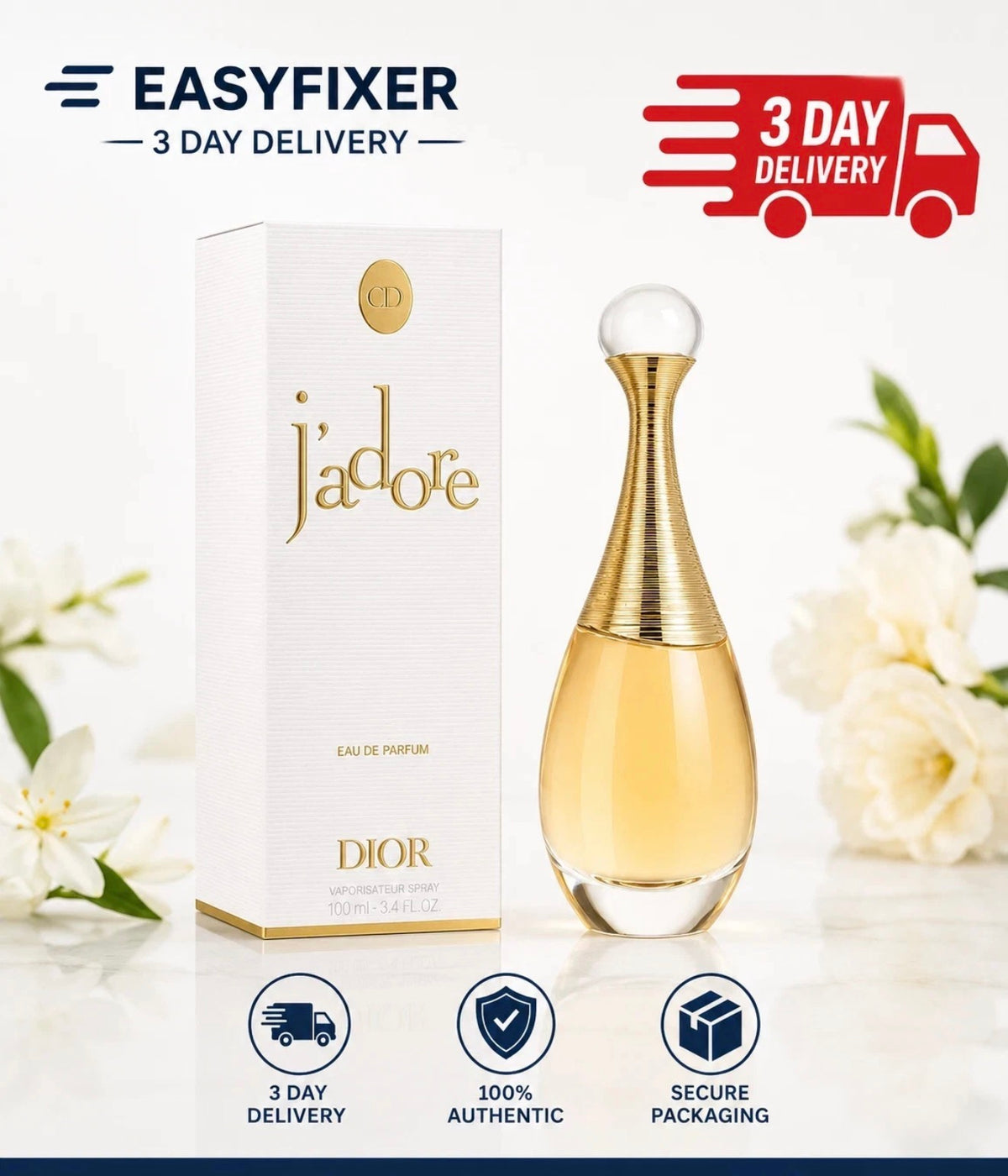 J’adore Eau de Parfum 100ml 3.4 oz for Women Floral Fragrance Spray