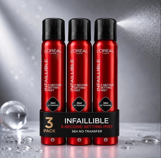 L'Oreal Paris Infallible 3 Second Setting Spray 3 x 75ml 36H Makeup Mist