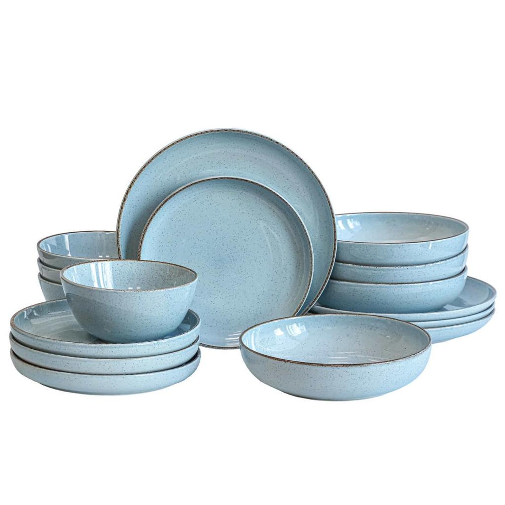 Over & Back Stoneware Dinnerware Set, 16 Piece, 3 Colours