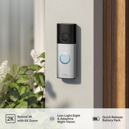 Ring Battery Video Doorbell Plus (2nd Gen) with Chime (3rd Gen) & Extra Quick Release Battery