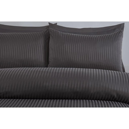 Belledorm 540 Thread Count Satin Stripe Charcoal Duvet Cover Set, 3 Sizes