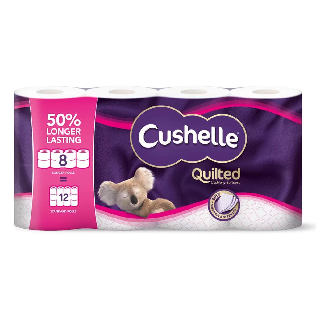 Cushelle Quilted 3-Ply Longer Rolls Toilet Tissue, 4 x 8 Pack (236 Sheets)