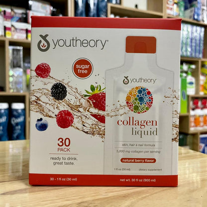 Youtheory Collagen Liquid Natural Berry, 30 Count
