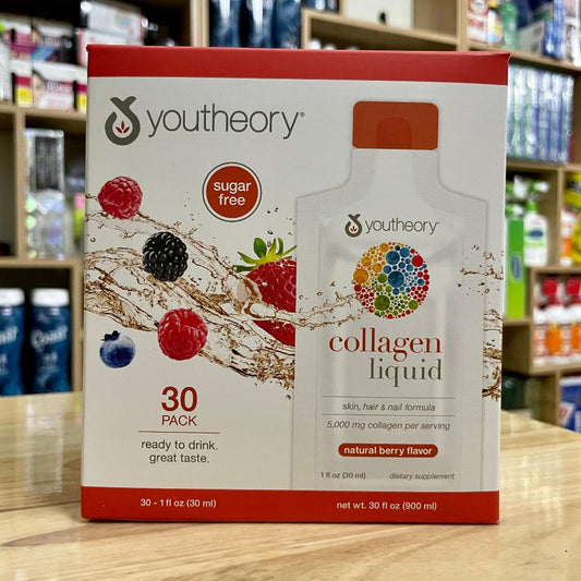 Youtheory Collagen Liquid Natural Berry, 30 Count