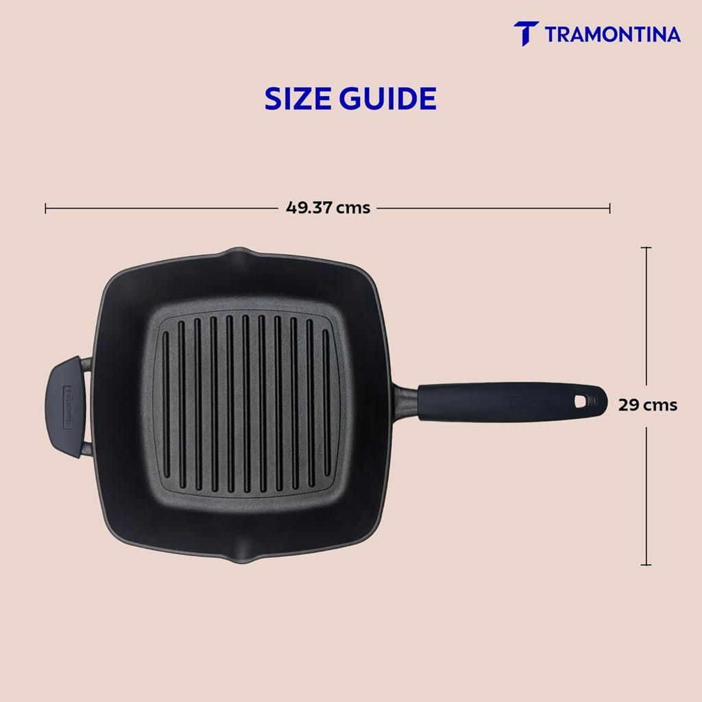 Tramontina Cast Iron Square Griddle Pan, 27cm